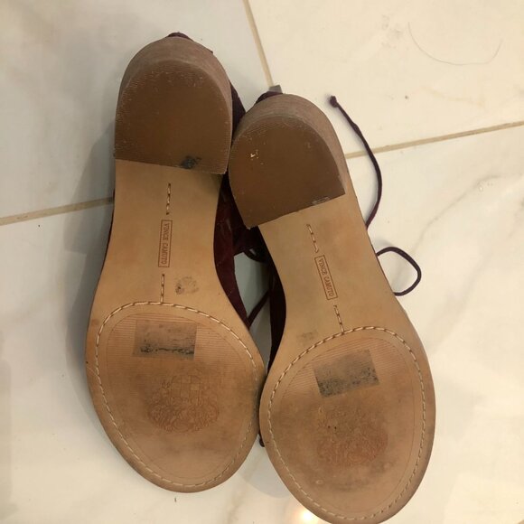 Vince Camuto Tarita Plum Lace Up Suede Peep Toe Shoes Size 8 - Picture 9 of 11